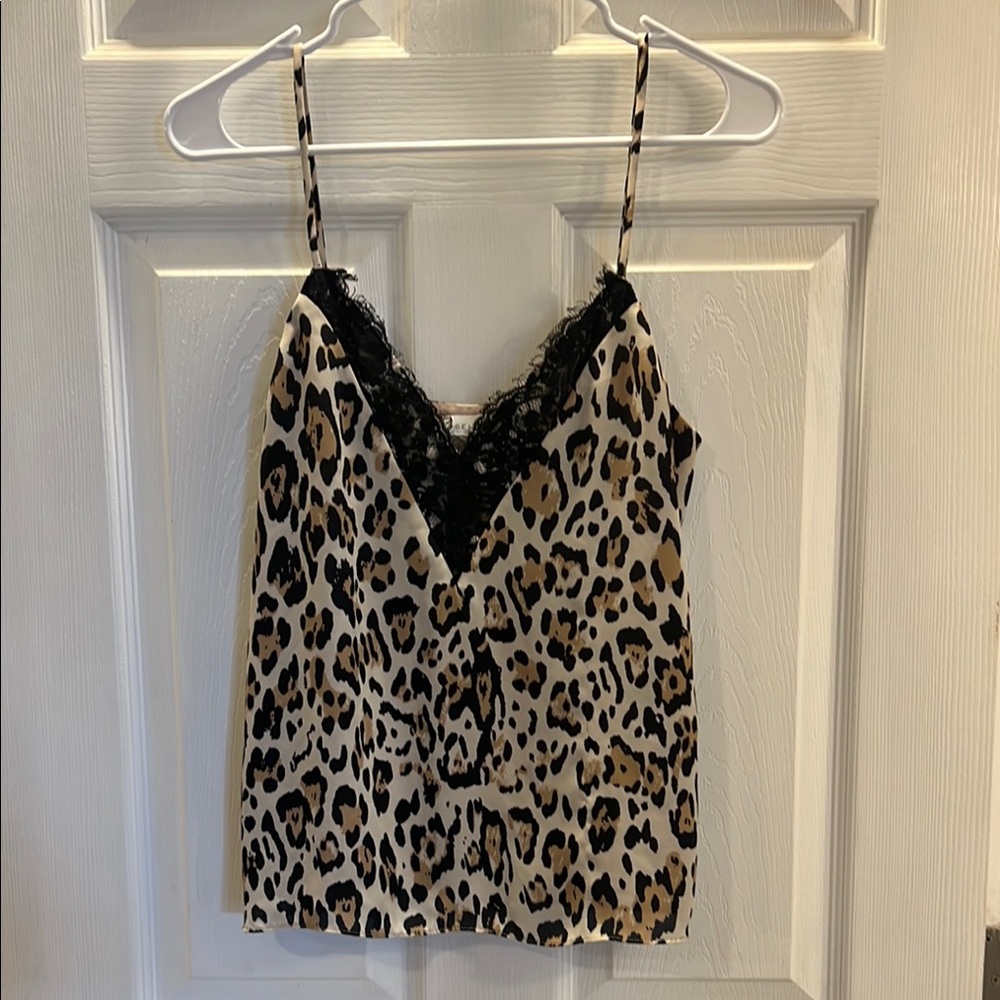 Socialite Black and Tan Cheetah Embellished Camisole